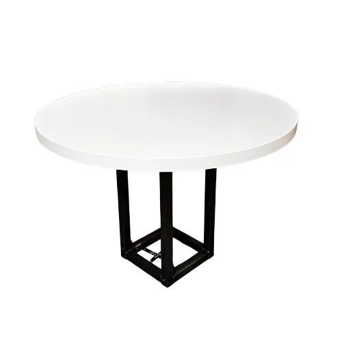 Tafel klein rond - 110cm diameter – zwartstaal/wit