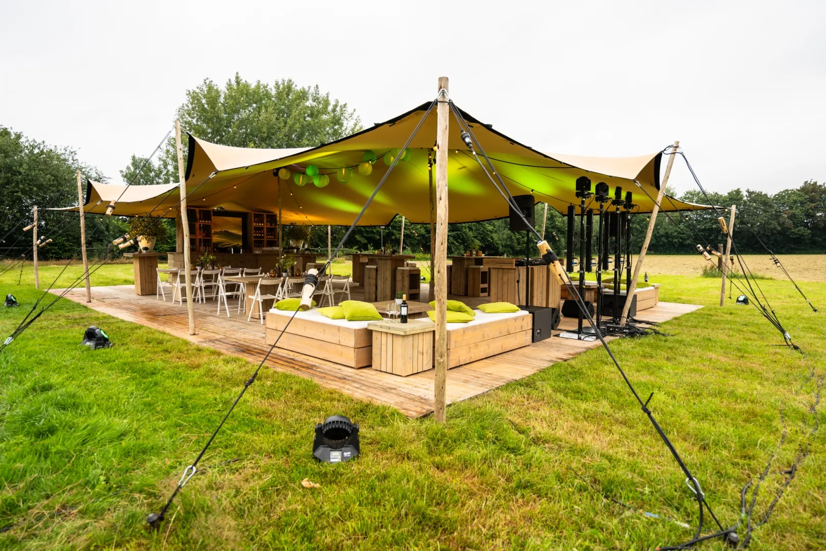 Stretchtent - zandkleur - 10m x 15m