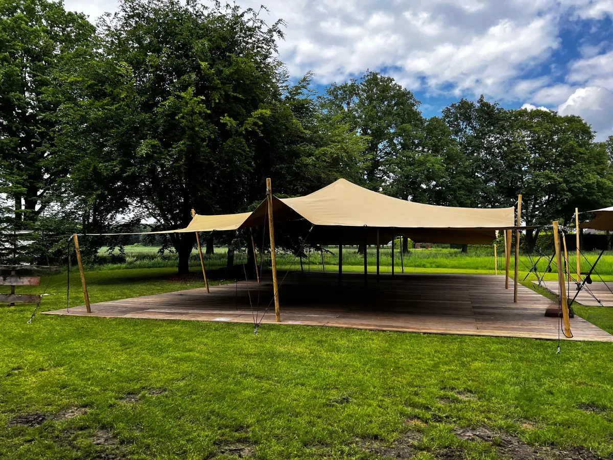 Stretchtent - zandkleur - 10m x 20m