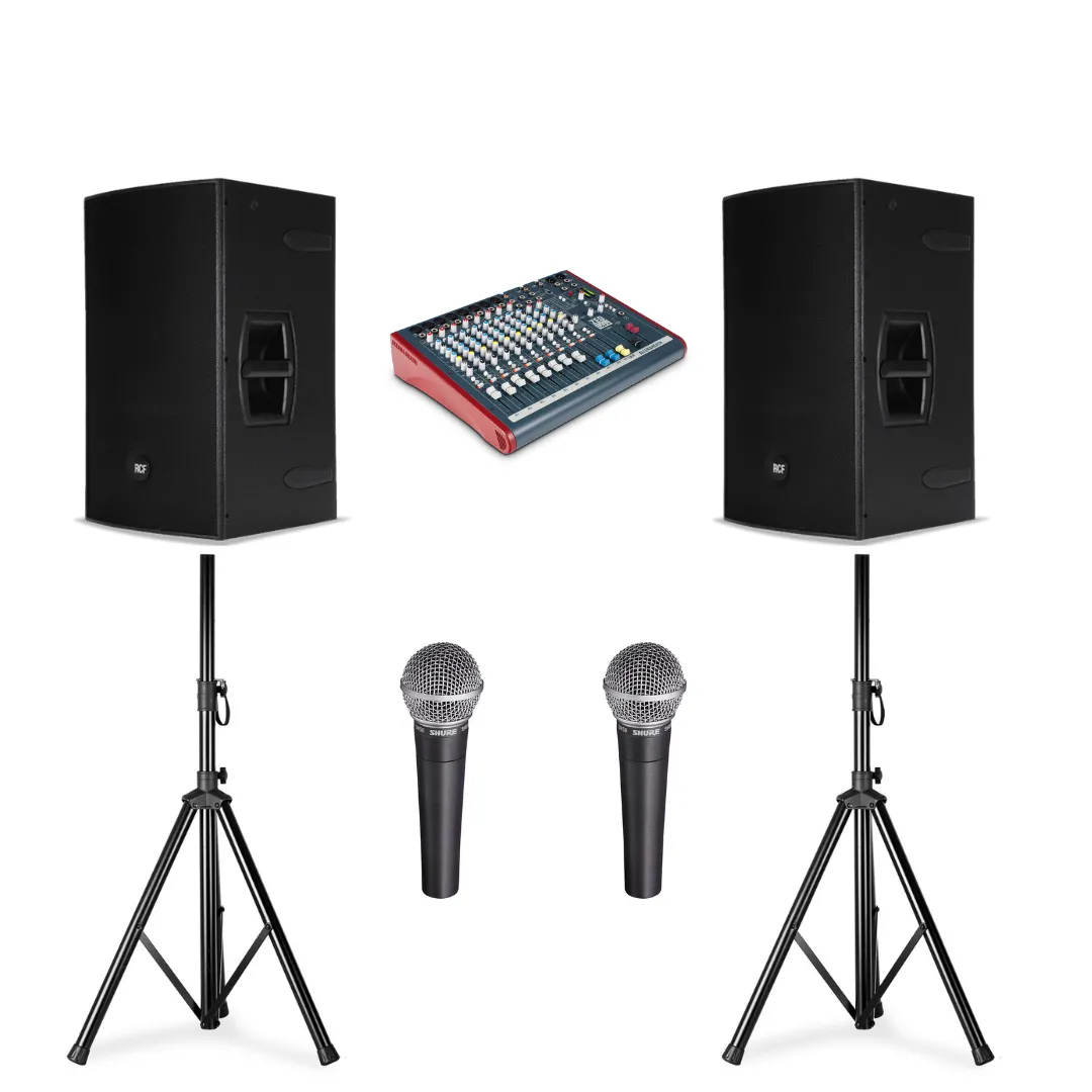 Karaoke set met 2 microfoons en speakers - omroepset