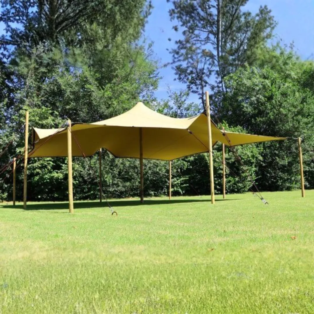 Stretchtent - zandkleur - 6,5m x 6,5m