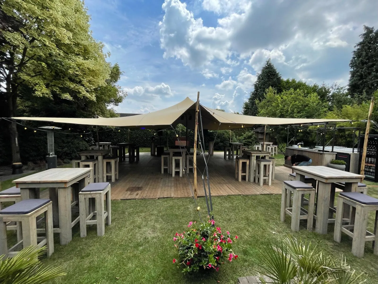 Stretchtent - zandkleur - 10m x 10m