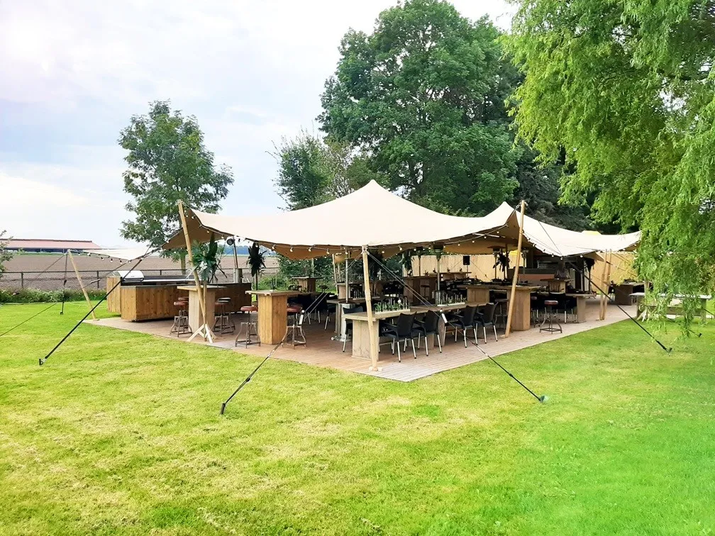 Stretchtent - zandkleur - 8m x 20m
