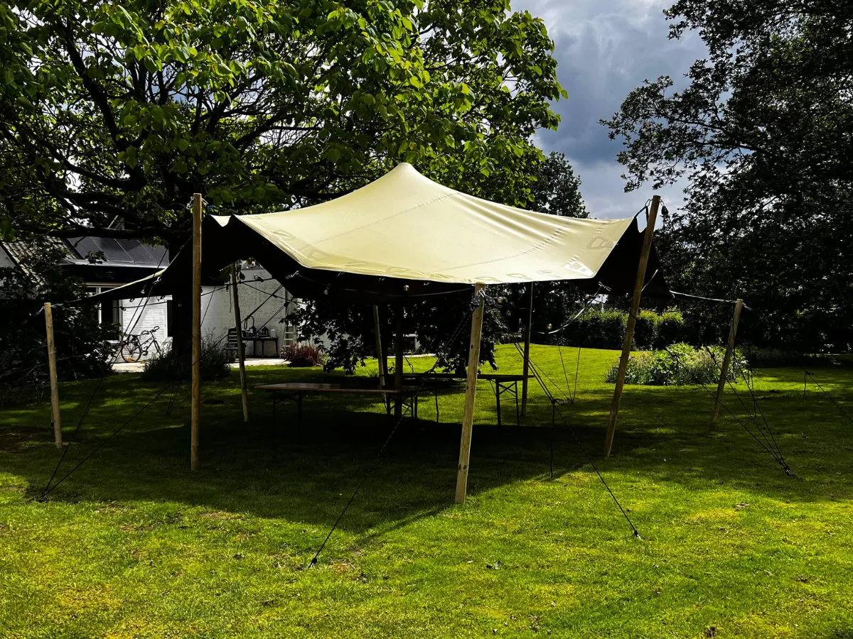 Stretchtent - zandkleur - 6,5m x 6,5m