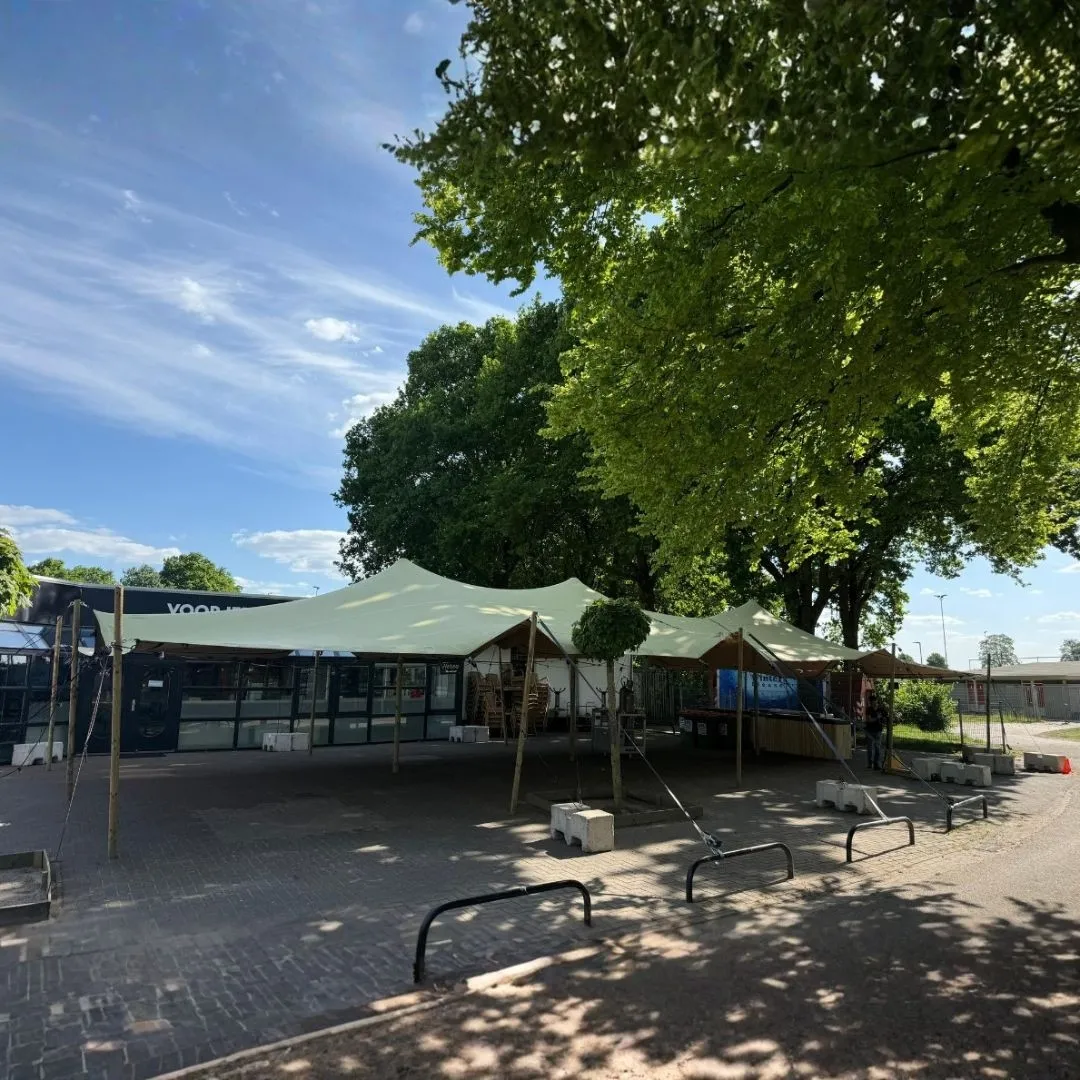 Stretchtent - zandkleur - 8m x 20m