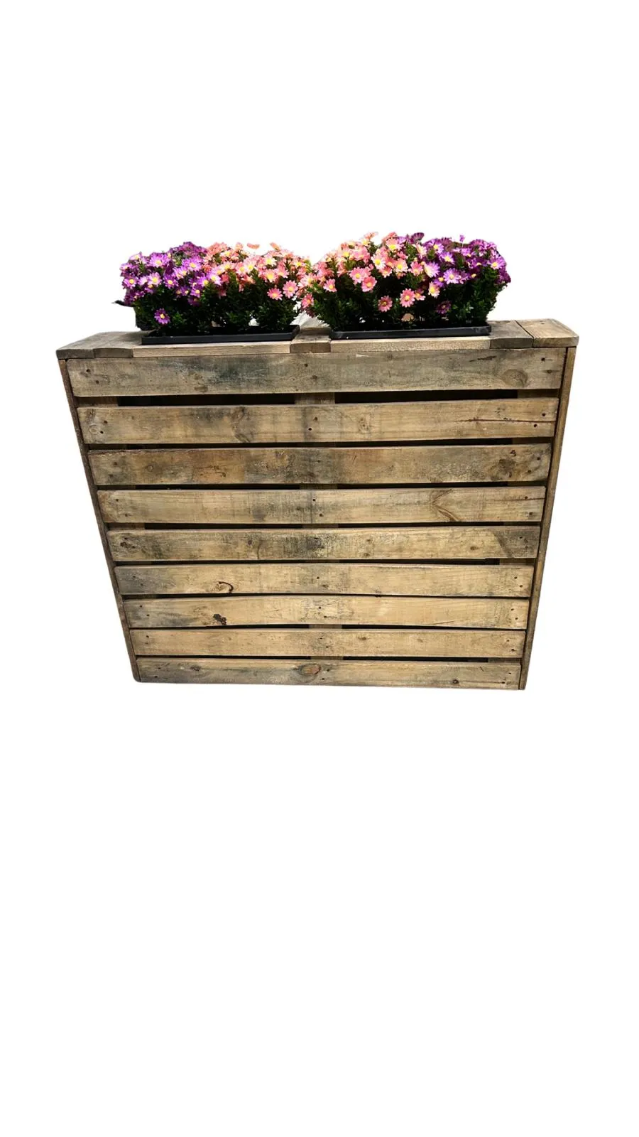 Bloembak - steigerhout - met sierplanten
