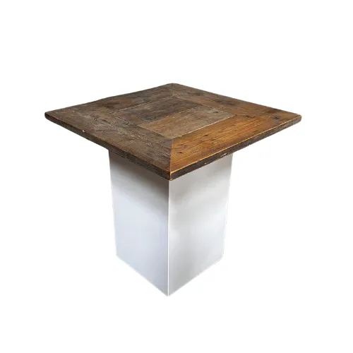 Tafel klein - 80x80x78 – wit/Steigerhout